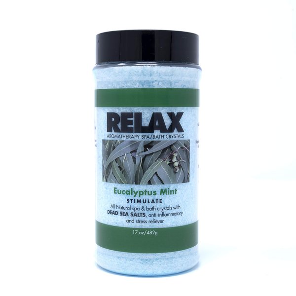 Relax Spa & Bath - Eucalyptus Mint Epsom Salt, 17 oz - Natural Sea Salt Scrub for Soothing Soak & Exfoliation, Aromatherapy Bath Salts, Made in USA