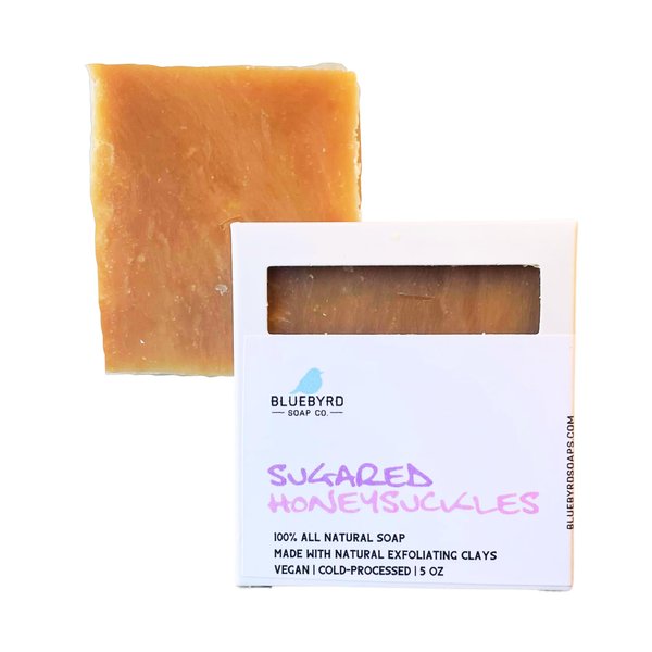 Bluebyrd Soap Co. Honeysuckle Bar Soap | Floral Scented Organic Plant Based Oil Handmade Soap Bars | Cold Processed, Vegan, Gentle Cleansing Bar for Healthy and Glowing Skin (Honeysuckle)