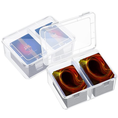 300 Card Storage Box Compatible with MTG TCG Clear Plastic Trading Card Storage Box with Removable Divider Hard Trading Deck Card Box for Baseball Football Game Card Organizer Collector (4 Pcs)