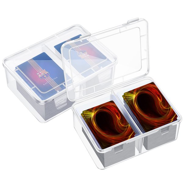 300 Card Storage Box Compatible with MTG TCG Clear Plastic Trading Card Storage Box with Removable Divider Hard Trading Deck Card Box for Baseball Football Game Card Organizer Collector (4 Pcs)