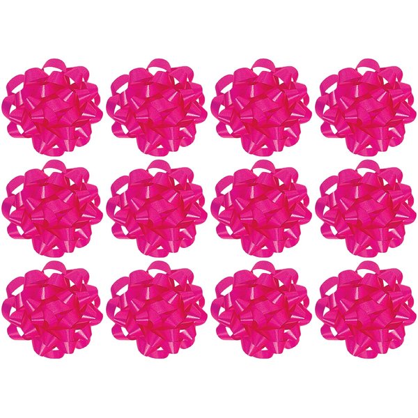 The Gift Wrap Company Decorative Confetti Gift Bows, Medium, Magenta, pack of 12