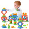 Blocks Building Toys for Toddlers 1-3 3-5, Montessori Pyramid Stacking Blocks Preschool Educational Toys for Ages 2 3 4 5 6 Boys & Girls Learning Stem Sensory Toys Kids Birthday, 45PCS