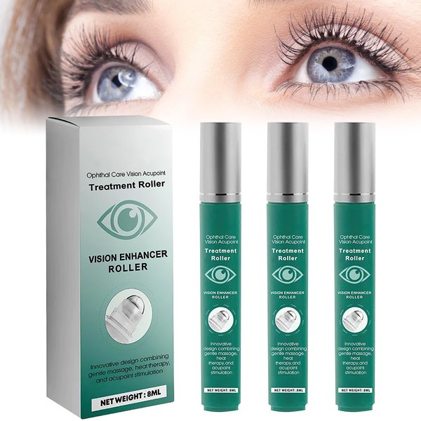 Vision Enhance Massage Roller, Eye Roller to Enhances Visual Clarity, Natural Vision Enhancer Roller, Relieve Eye Strain, Fatigue, and Discomfort 8 ml (3 Pcs)