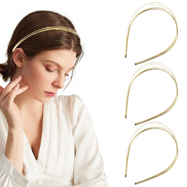 3Pcs Goldenen Headbands for Women, Multi Layers Metal Headband Wire Headband Metal Hair Band Goldenen Hair Accessories, Goldenen Fashion Headpiece Wedding Hair Band Hair Hoop for Women and Girls