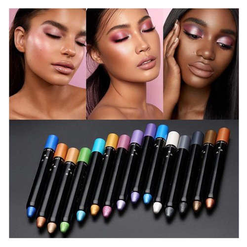 Flashstar 15 Color Highlighter Eyeshadow Pencil Waterproof Glitter Eye Shadow Eyeliner Pen Set, Eye Shadow Pencil, Pearl Eyeliner Kit Metallic Eyeliner Pencil Glitter Eyeliner for Women