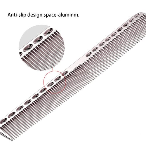 Cgbarber Professional Aluminum Dressing Comb, 4 Types Metal Hair Combs For Hair Styling Included Long Hair Cutting Comb，Short Styling Comb，Handle Comb，Tail Comb(silver)
