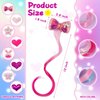12 Pieces Hair Clips for Girls, Bow Curly Pink Gradient Hair Extensions for Kids, Little Girl Hair Clips Accessories for Ponytails Princess Dress Up