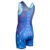 KO Sports Gear - Unisex Wrestling Singlet (Blue Phoenix, Youth Medium)