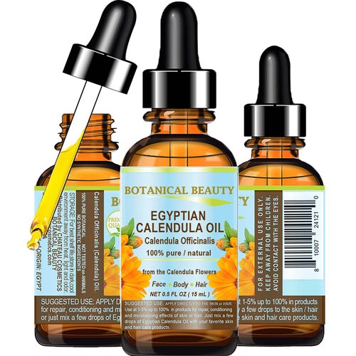 Botanical Beauty CALENDULA OIL Egyptian Calendula Officinalis Marigold Oil Pure Natural for FACE, SKIN, BODY, HAIR, NAILS 0.5 Fl.oz.- 15 ml Skin Moisturizer Oil