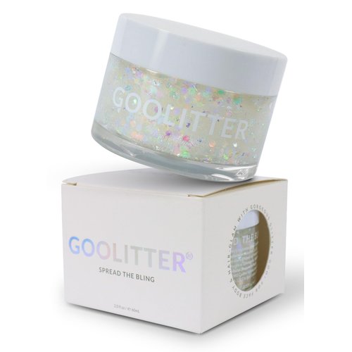 Goolitter Face, Body & Hair Holographic Clear White Glitter Gel [Snowy Rainbow] 2oz (60mL) | Chunky | K-Beauty | Halloween, Festival, EDM, Rave, Party, Concert, Costume Makeup| Vegan, Cruelty Free