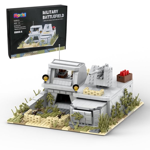 MOOXI WW2 Military Battle Fort Building Block Set(928PCS). Suitable for Secondary Creation.Build Different Combat Buildings.