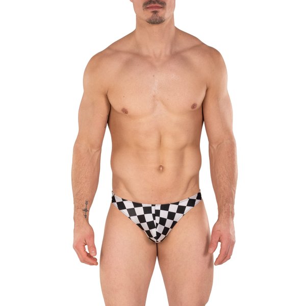 Gary Majdell Sport Mens New Black Checker Thong Swimsuit Small