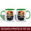 Yellow Off-Road Truck Design Ceramic Mug, 11oz Coffee Cup for Car Enthusiasts, Sunset Beach and Palm Tree Theme, Unique Summer Adventure Gift, Reusable Eco-Friendly Mug for Hot Beverages, Tea, Milk