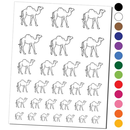 Dromedary Camel Temporary Tattoo Water Resistant Fake Body Art Set Collection - Brown (One Sheet)