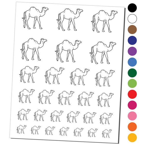 Dromedary Camel Temporary Tattoo Water Resistant Fake Body Art Set Collection - Brown (One Sheet)