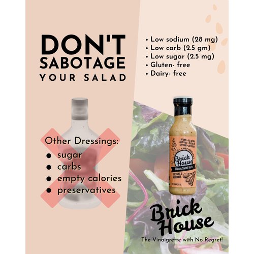 CLASSIC SWEET HERB Vinaigrette Salad Dressing - Low Sodium Salad Dressing & Healthy Marinade. Low Carb, Dairy Free, Keto Dressing by Brick House Vinaigrettes (2-pack).