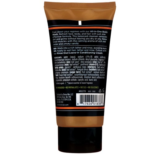 Barrel and Oak - All-In-One Body Wash, Men's Body Wash, Men's Soap for Hair, Face, & Body, Essential Oil-Based Scent, Cedarwood & Bourbon Aroma, Travel Size Body Wash, Vegan (Bourbon Cedar, 2.5 oz)