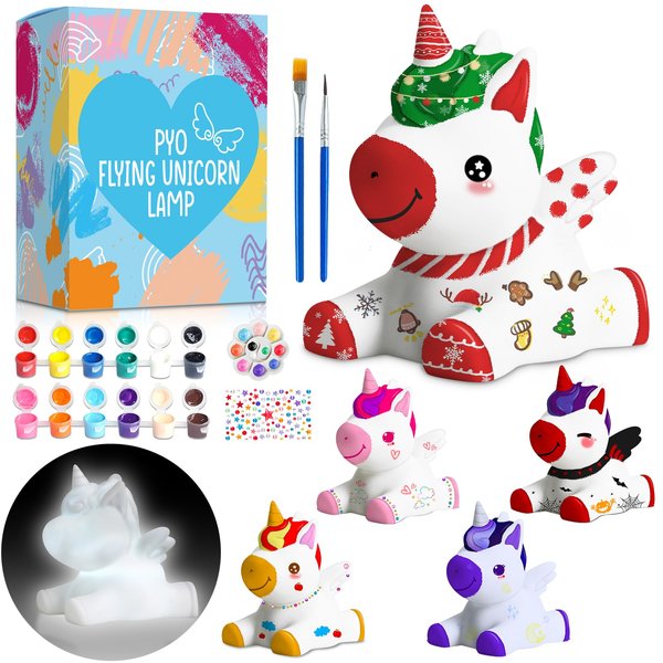 FUNZBO Paint Your Own Unicorn Lamp - Arts and Crafts for Kids Ages 8-12, Art & Craft Supplies Painting Kits for Kid 4-8, Unicorn Toys Gift for Toddler Teen Girl Age 3 5 6 7 9 10 11 12 Christmas Craft