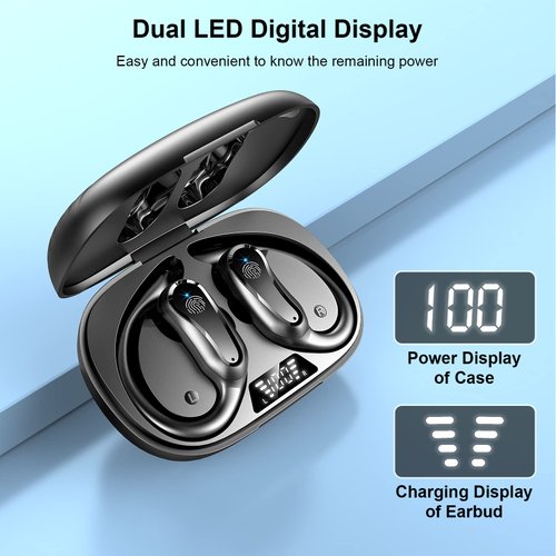 SGNICS for ZTE Blade 10 Prime Bluetooth 5.1 Headphones with Dual LED Digital Display 42Hrs Playtime, IP7 Waterproof Running Headphones with Earhooks & Mic