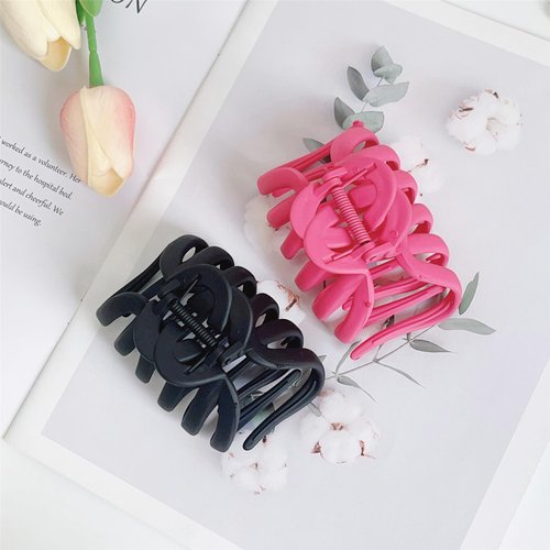 QTMY 2 Pack Hair Claw Clips for Styling,Decorative Fancy Hair Clips for Girls Women,Pink Black