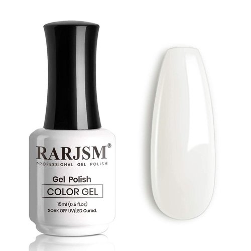 RARJSM Milky White Gel Polish, 15ML French White Nail Art Manicure Varnish LED UV Translucent Gel Nail Polish Soak Off Clear Nail Gel Sheer White Gel Polish