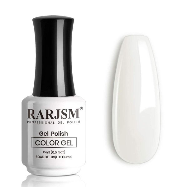 RARJSM Milky White Gel Polish, 15ML French White Nail Art Manicure Varnish LED UV Translucent Gel Nail Polish Soak Off Clear Nail Gel Sheer White Gel Polish