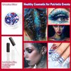 Allstarry Chunky Body Glitter 4 Colors Cosmetic Patriotic Face Glitter Veterans Day Eye Flakes Independence Day Hair Sequins Sparkle 4th of July Accessories for Women Face Paint Makeup Nails Art
