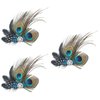 Veemoon 3pcs Butterfly Faux Peacock Feather Hair Clip,Pins with Artificial Pearl Rhinestones Feather Hair Clip Pin for Women Bridal Wedding Party