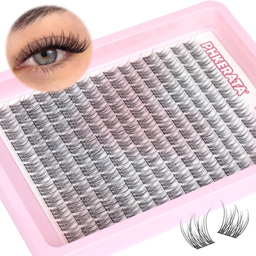 Wispy Lash Clusters Natural Cluster Lashes 180Pcs 9-12MM Individual Eyelash Extensions Short Wispy C Curl Eyelash Clusters Lashes Super Thin Band by PHKERATA (9-12MM, C Curl)