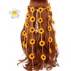 Flower Headband Hippie Sunflower Hairband Floral Crown Bohemian Hair Band Women Girls Boho Hair Hoop Headdress Headwear Headpiece Party Decoration Cosplay Costume Cute Handmade Hair Accessories Yellow