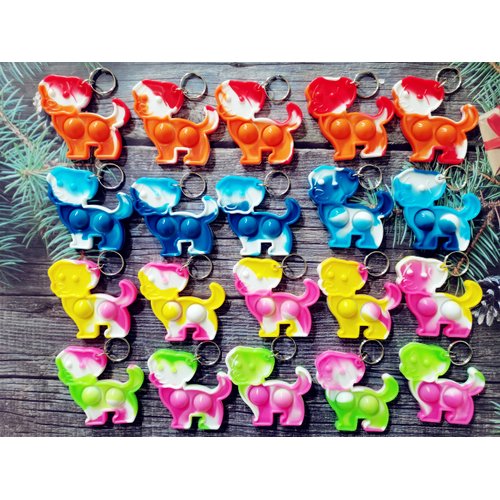 Roaqua 20 Packs Bulk Dogs Backpack Keychain Mini pop Fidget summer Students Party Favors,Students Bubble Prize for Kids， boy and Little Girl