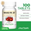 Maxi Health Iron Supplement for Women & Men - Gentle Iron 25 mg for the Stomach - Non Constipating* Iron Pills - Kosher - Non GMO - Vegetarian (100 Tablets)