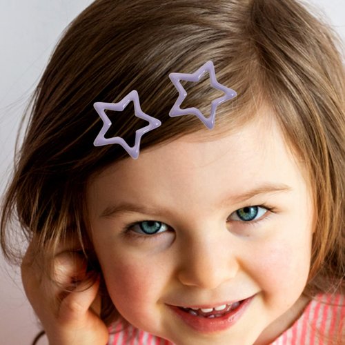 Beavorty 20pcs Metal Snap Hair Clips Girls Cute Solid Candy Color Barrettes Star for Girls Women Hair Accessories