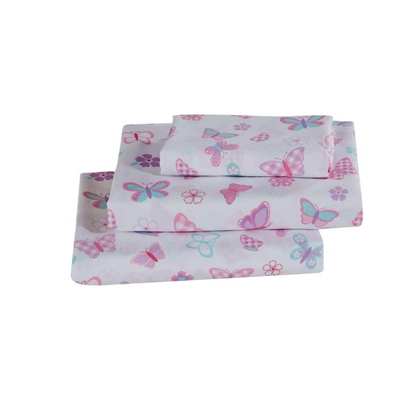 Better Home Style Butterflies Butterfly Floral Flowers Pink Purple Turquoise Girls/Kids/Teens 3 Piece Sheet Set with Pillowcase Flat and Fitted Sheets Set # Tree Butterfly (Twin)
