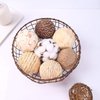 idyllic Decorative Balls for Bowls Natural Wicker 3 Inches Rattan Woven Twig Orbs, String and Cotton Balls Spherical Vase Fillers for Centerpieces - Bag of 8 Brown and White