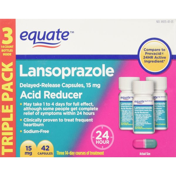 Equate - Lansoprazole 15 mg, Acid Reducer, 42 Capsules