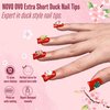 NOVO OVO Extra Short Duck Feet Full Cover Nail Tips for Small and Medium Hand, Press On Acrylic Clear Flare Y2K Full Coverage Thick French Soft Gel Fake False Nail Extension x 12 Sizes 120 pcs