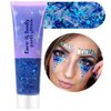 ANGXILIN High Capacity 60ML Chunky and Fine Mixed Face Body Glitter with Gel for Singer Concerts Rave Party Makeup,Quick Dry Long Lasting Holographic Iridescent Sequins Glitter Gel (Blue New)