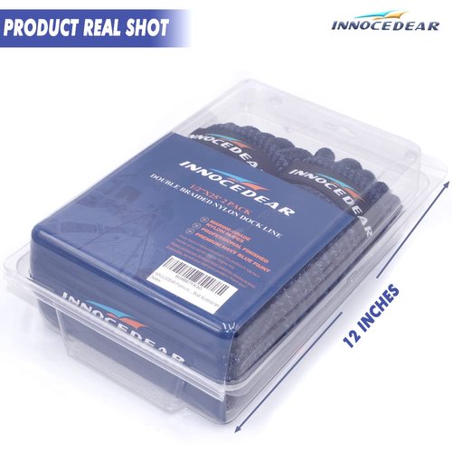 INNOCEDEAR 2 Pack Premium Navy Blue Dock Lines - 15' / 25'/35' with Eyelet.Double Braided Nylon Dock Line/Mooring Lines.Hi-Performance Marine Boats Ropes