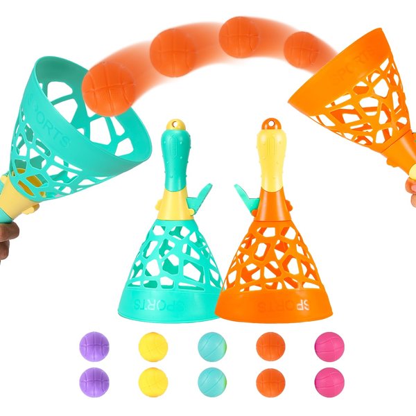 Catch Game with 2 Catch and Launch Baskets 10 Small Balls, Indoor and Outdoor Sports Toys for Kids 5+, Great for Camping, Beach, Backyard Party Activities, for Boys and Girls
