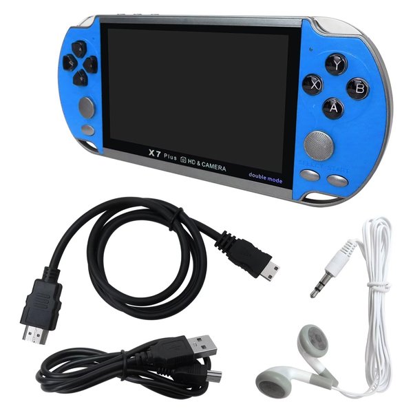 Premium 1000 Games Built-in Retro Portable Mini Handheld Video Game Console 8-Bit 5.1Inch Color LCD Kids Color Game Player Built-in 10000 Games (Blue)