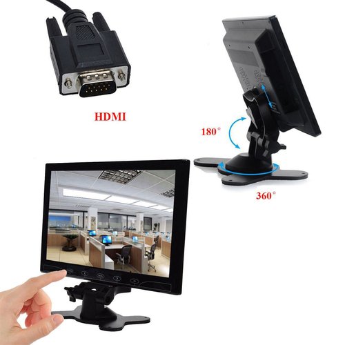 SallyBest® 10.1 Inch Ultra Thin 16:9 HD 1024 * 600 Color TFT LCD Display Headrest Monitor Touch Button Monitor Screen with AV HDMI VGA Video Input