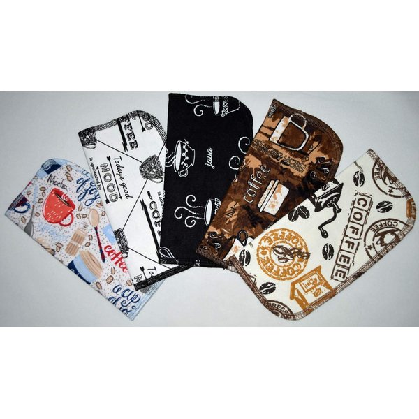 1 Ply Printed Flannel 8x8 Inches Little Wipes Set of 5 Coffee Break