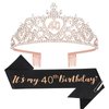 40th Birthday Gifts Women with 40th Birthday Sash for Women& 40th Birthday Crown, 40th Birthday Gifts for Women Happy 40th Birthday Decorations for Women 40 Year Old Birthday Gifts for Women-Gold