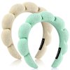Ztomine Spa Headbands for Washing Face or Facial, Set of 2 Skincare Headbands, Terry Cloth Headband Face Wash Headband Combo Pack - Puffy Makeup Headbands for Face Washing, Mask(beige + turquoise)