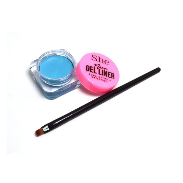 Makeup She 1 Waterproof Neon Gel liner [ GL560 Blue ] Long Lasting Eye liner Eyeliner + Free Zipper Bag