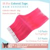 RUNATURE Hot Pink Tape ins Human Hair Extensions Colored Tape in Hair Extensions Human Hair Pink Tape in Extensions Real Human Hair 14 Inch Invisible Seamless Skin Weft 25g 10pcs