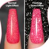 RARJSM Gel Liner Nail Art Reflective Glitter Gel Nail Polish Thin Brush Silver Neon Hot Pink Flash Diamond Painted Gel 2PCS Set Soak Off Curing Requires 8ml for Home Salon DIY Nail Design Decoration