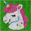 DL-YTG Latch Hook Kits Rug Unicorn Crochet Yarn Cushion Colour Pre-Printed Canvas Cover Rug Needlework DIY Hook and Latch Kit Christmas Home Decoration 30x30cm/12 X12in