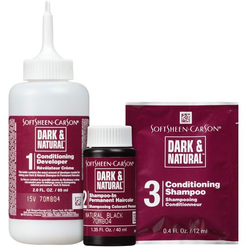 SoftSheen-Carson Dark & Natural Hair Color for Men 5 Minutes, Natural Looking Gray Coverage for Up To 6 Weeks, Shampoo-in Permanent Hair Dye, Jet Black, Ammonia Free, Natural Black, 2 Count